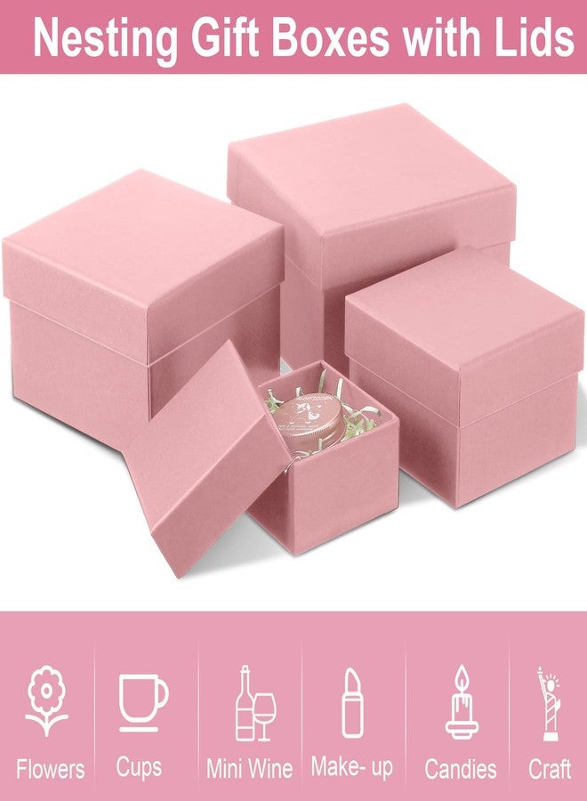 Yahenda 16 Pack Valentine's Day Square Nesting Gift Boxes with Lids 4 Assorted Sizes Galentines Gift Boxes with Lids for Valentines Wedding Bridal Shower Birthday Party Favor(Pink) - Image 5